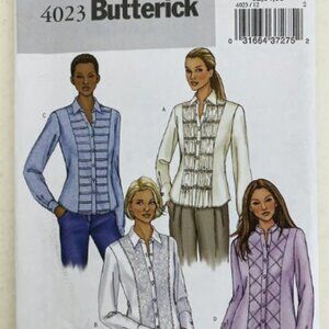 Butterick 4023 Misses' Long Sleeved Fitted Shirt w/Front variations 12-14-16